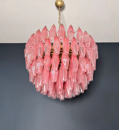 Murano Lysekrone | 111 Rosa Alabaster Gull Poliedriglass