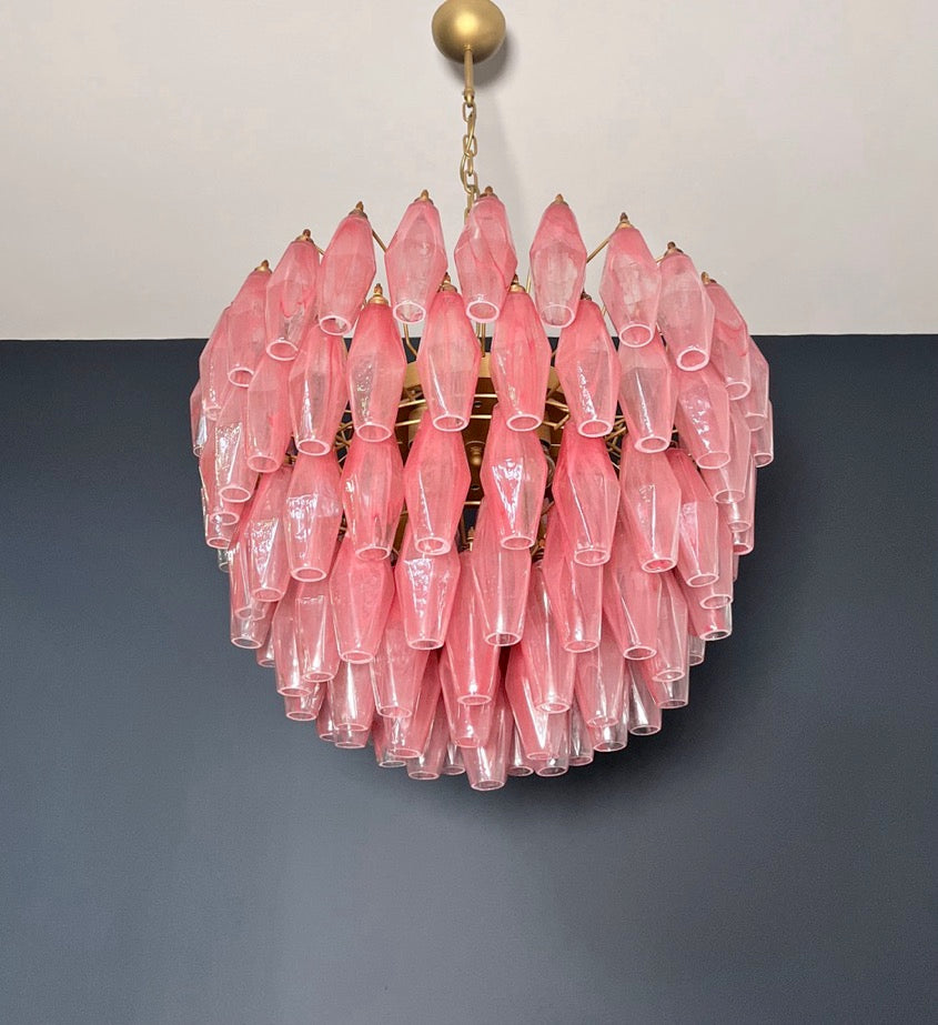 Murano Lysekrone | 111 Rosa Alabaster Gull Poliedriglass