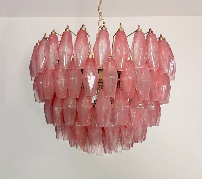 Murano Lysekrone | 111 Rosa Alabaster Gull Poliedriglass