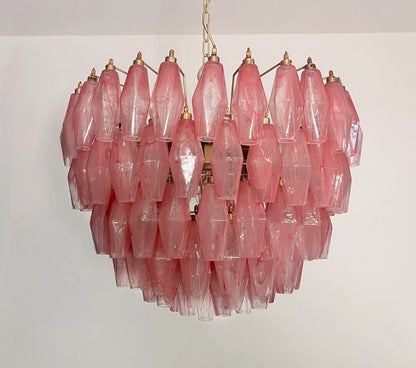 Murano Lysekrone | 111 Rosa Alabaster Gull Poliedriglass