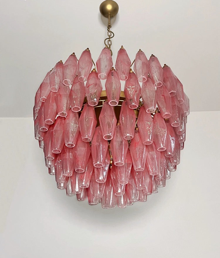 Murano Lysekrone | 111 Rosa Alabaster Gull Poliedriglass