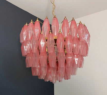 Murano Lysekrone | 111 Rosa Alabaster Gull Poliedriglass