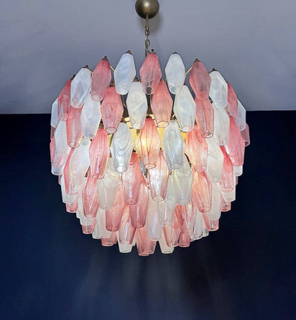 Murano Lysekrone | 111 Multifarget Rosa Hvite Alabaster Gull Poliedriglass