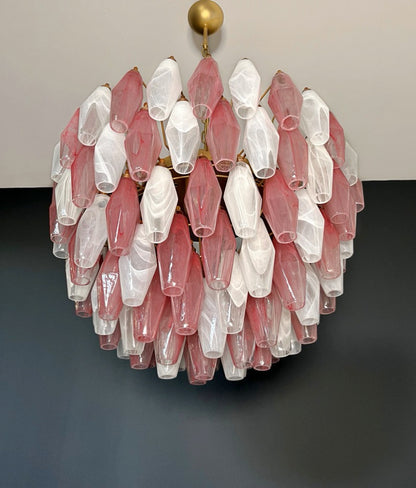 Murano Lysekrone | 111 Multifarget Rosa Hvite Alabaster Gull Poliedriglass