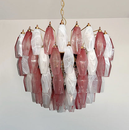 Murano Lysekrone | 111 Multifarget Rosa Hvite Alabaster Gull Poliedriglass