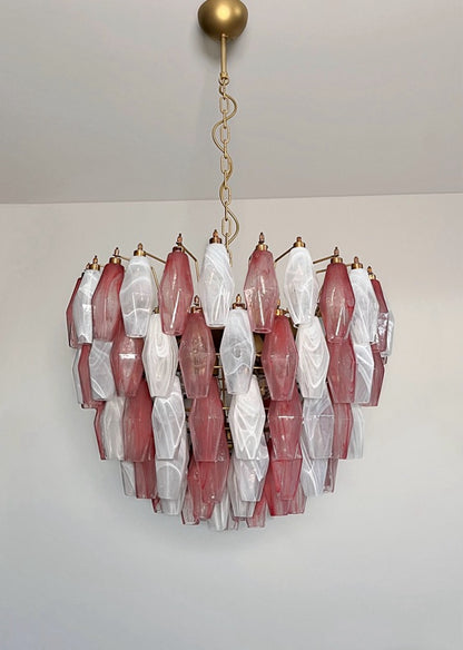 Murano Lysekrone | 111 Multifarget Rosa Hvite Alabaster Gull Poliedriglass