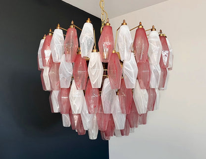 Murano Lysekrone | 111 Multifarget Rosa Hvite Alabaster Gull Poliedriglass