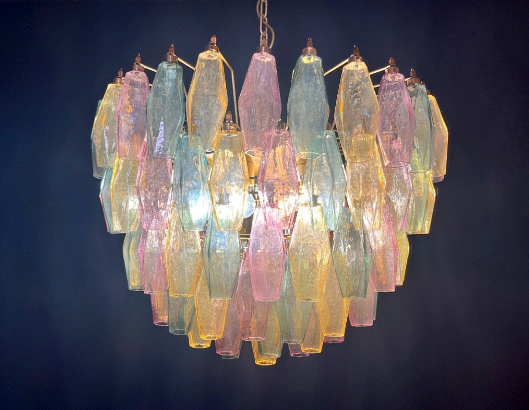 Murano Lysekrone – 111 Multifarget Poliedriglass – detalj 2 – Murano Classics