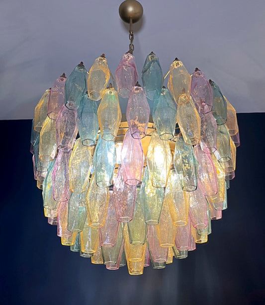 Murano Lysekrone | 111 Multifarget Gull Poliedriglass