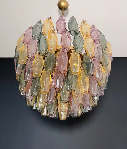 Murano Lysekrone | 111 Multifarget Gull Poliedriglass