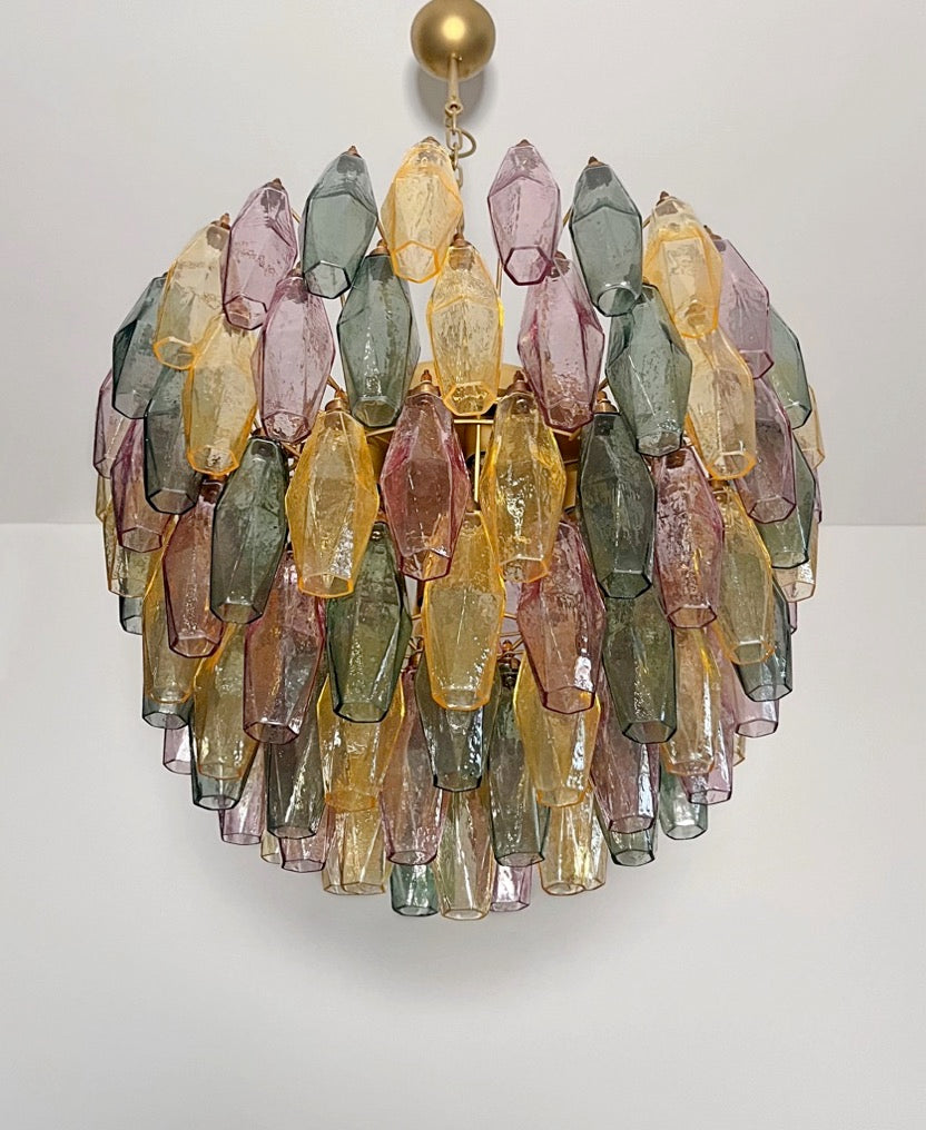 Murano Lysekrone | 111 Multifarget Gull Poliedriglass