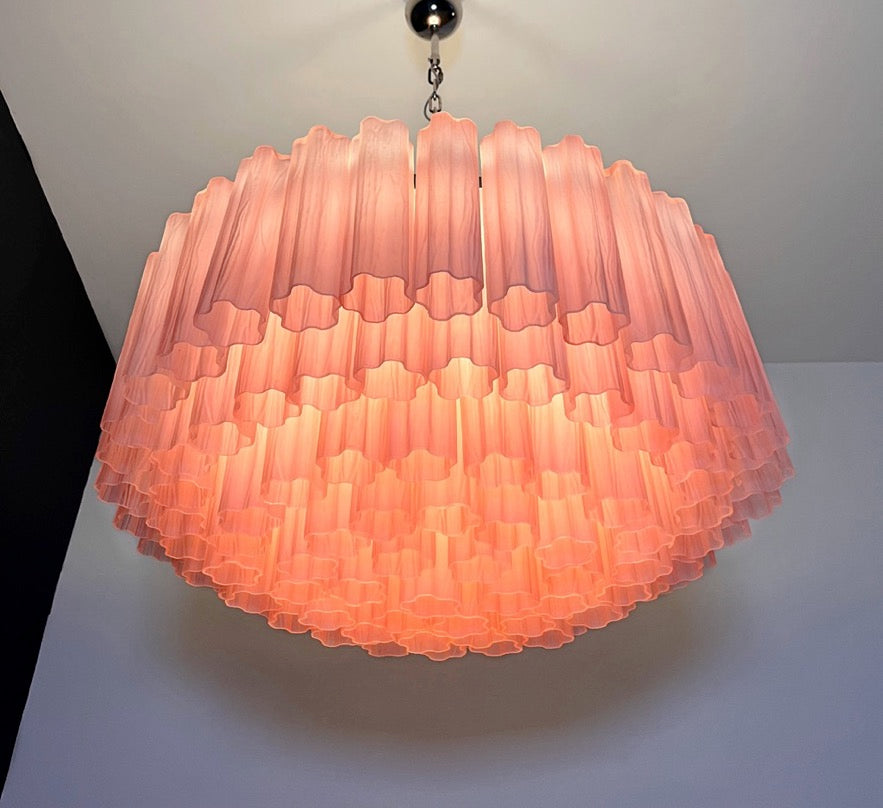 Murano Lysekrone – 101 Rosa Matte Glassrør – detalj 4 – Murano Classics