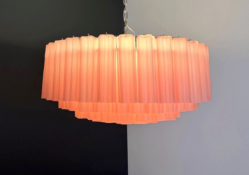 Murano Lysekrone – 101 Rosa Matte Glassrør – detalj 3 – Murano Classics