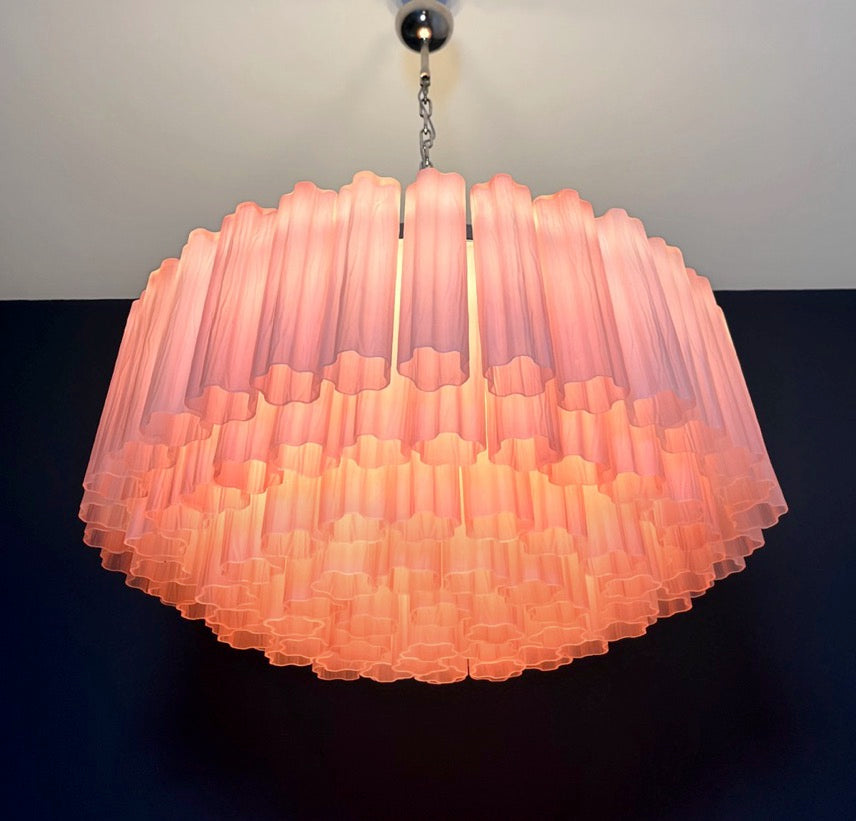 Murano Lysekrone – 101 Rosa Matte Glassrør – detalj 2 – Murano Classics