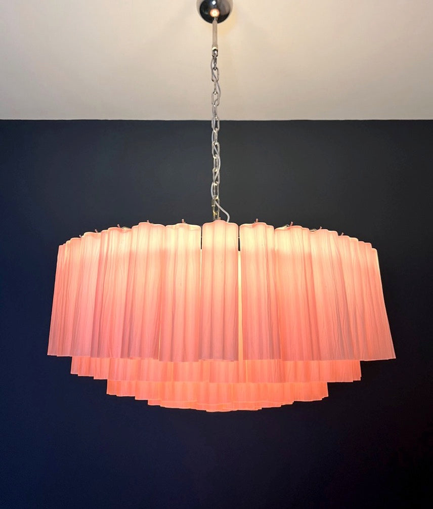 Murano Lysekrone – 101 Rosa Matte Glassrør – detalj 1 – Murano Classics