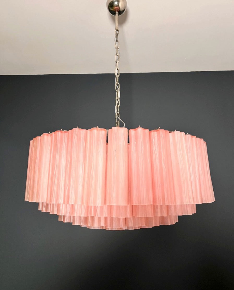 Murano Lysekrone – 101 Rosa Matte Glassrør – detalj 10 – Murano Classics