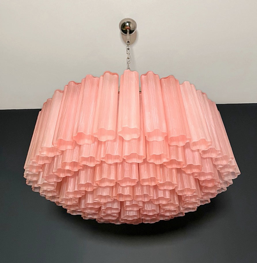 Murano Lysekrone – 101 Rosa Matte Glassrør – detalj 9 – Murano Classics