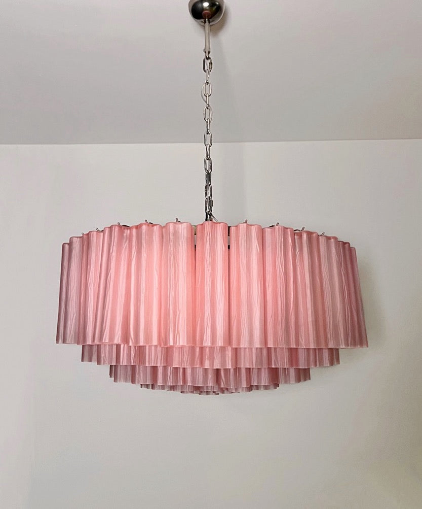 Murano Lysekrone – 101 Rosa Matte Glassrør – Murano Classics