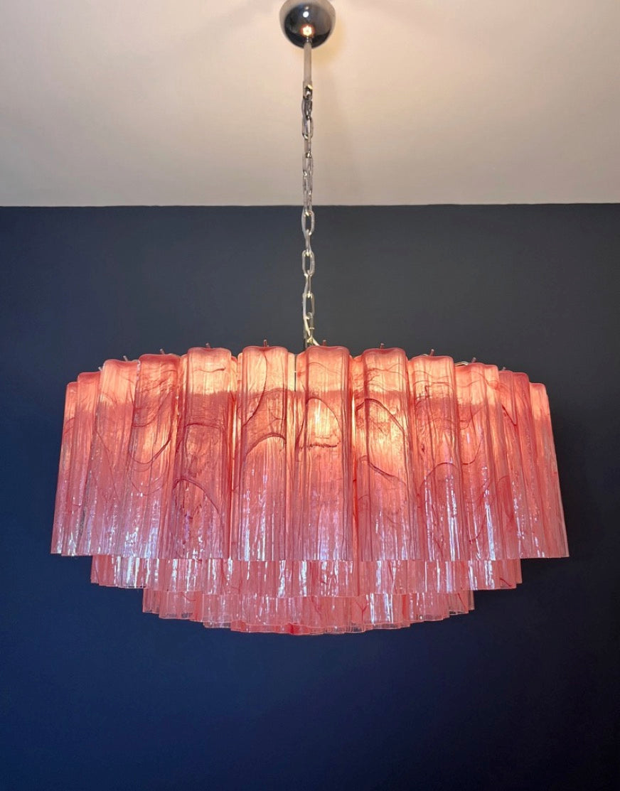 Murano Lysekrone – 101 Rosa Alabaster Glassrør – detalj 6 – Murano Classics