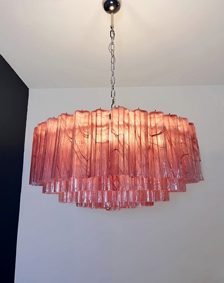 Murano Lysekrone – 101 Rosa Alabaster Glassrør – Murano Classics