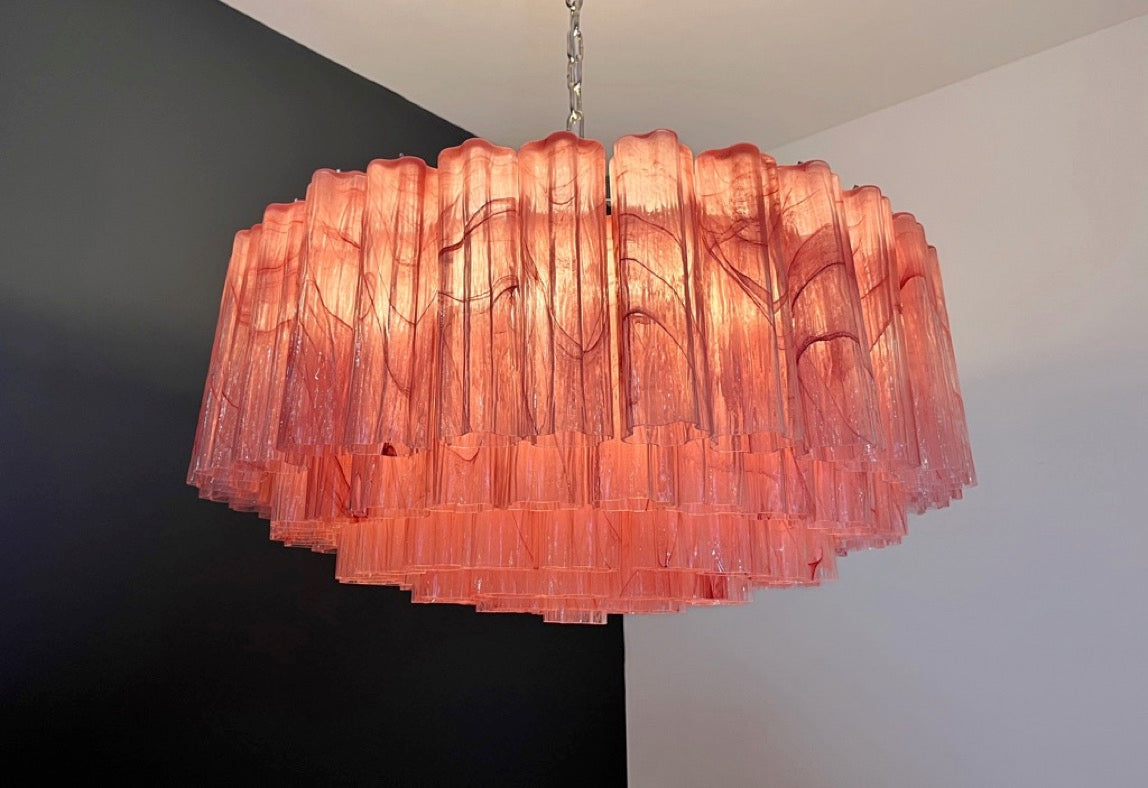 Murano Lysekrone – 101 Rosa Alabaster Glassrør – detalj 3 – Murano Classics