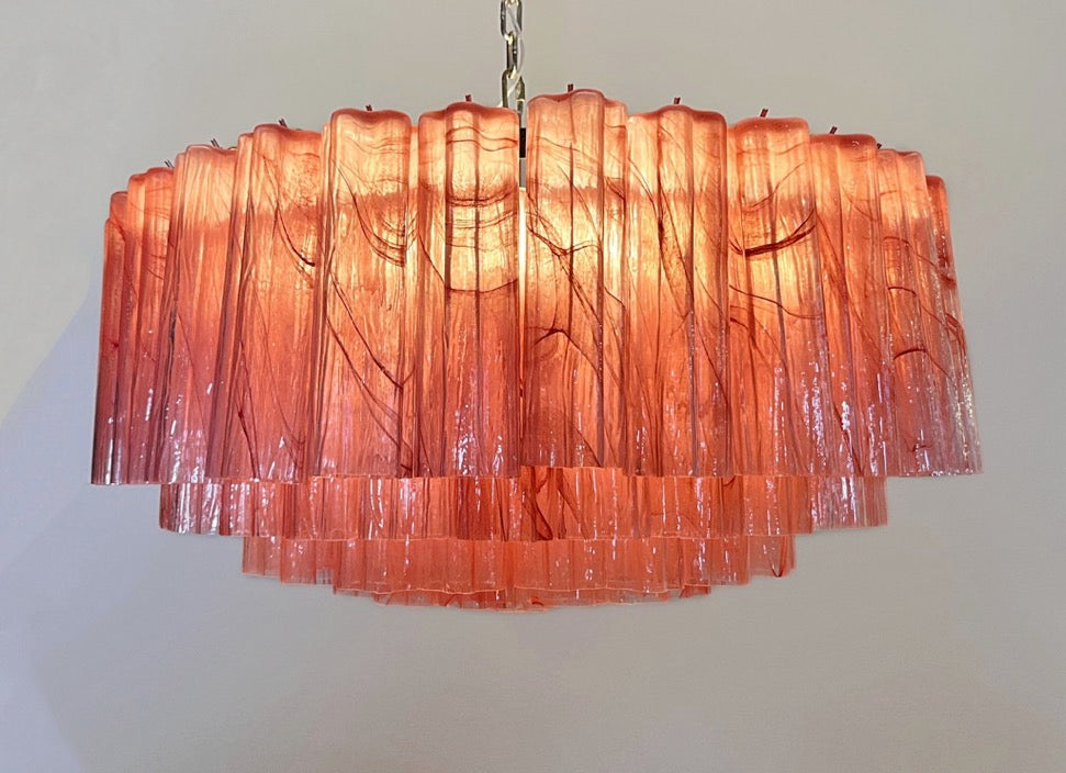 Murano Lysekrone – 101 Rosa Alabaster Glassrør – detalj 2 – Murano Classics