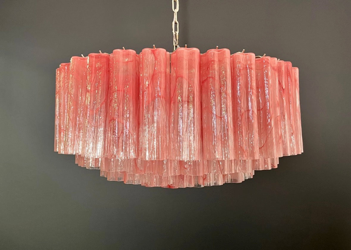 Murano Lysekrone – 101 Rosa Alabaster Glassrør – detalj 10 – Murano Classics