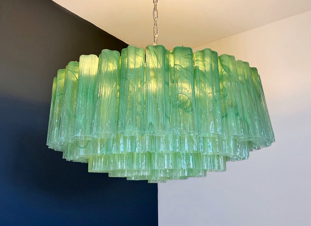 Murano Lysekrone – 101 Grønne Alabaster Glassrør – detalj 6 – Murano Classics