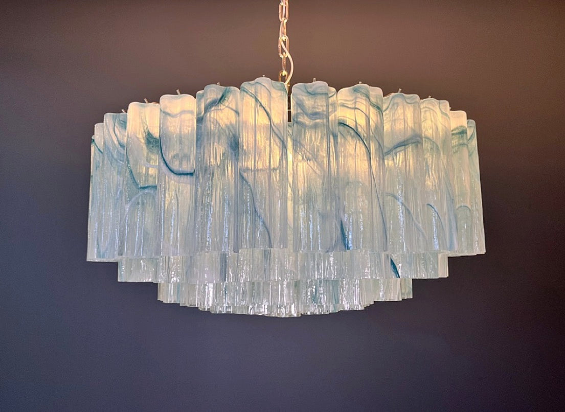 Murano Lysekrone – 101 Blå Alabaster Glassrør – detalj 5 – Murano Classics