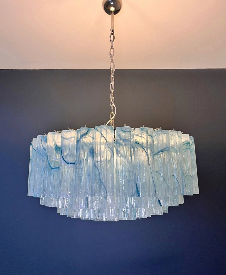 Murano Lysekrone – 101 Blå Alabaster Glassrør – detalj 4 – Murano Classics