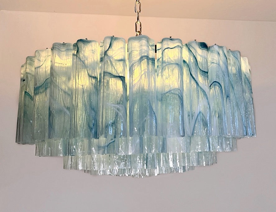 Murano Lysekrone – 101 Blå Alabaster Glassrør – detalj 2 – Murano Classics