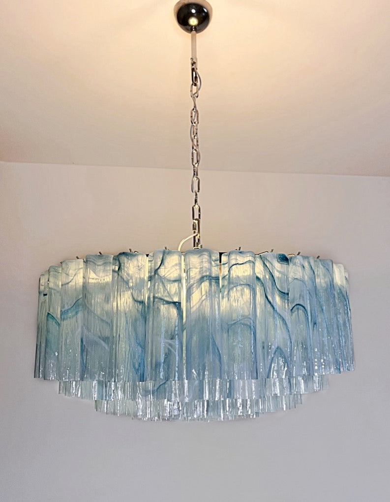 Murano Lysekrone – 101 Blå Alabaster Glassrør – detalj 1 – Murano Classics