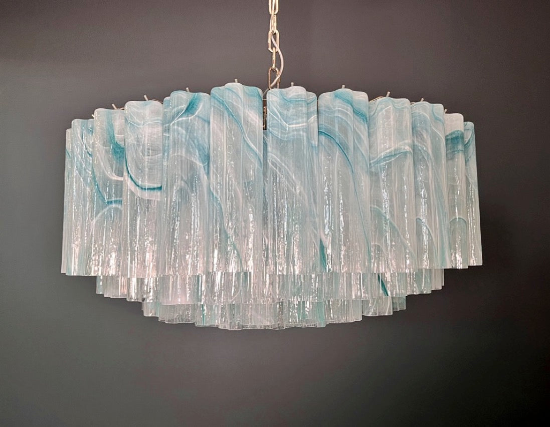 Murano Lysekrone – 101 Blå Alabaster Glassrør – detalj 9 – Murano Classics