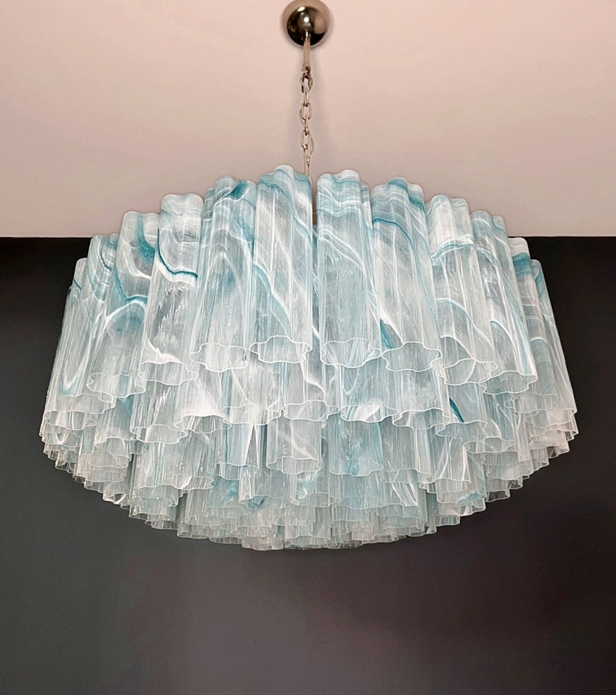 Murano Lysekrone – 101 Blå Alabaster Glassrør – detalj 7 – Murano Classics
