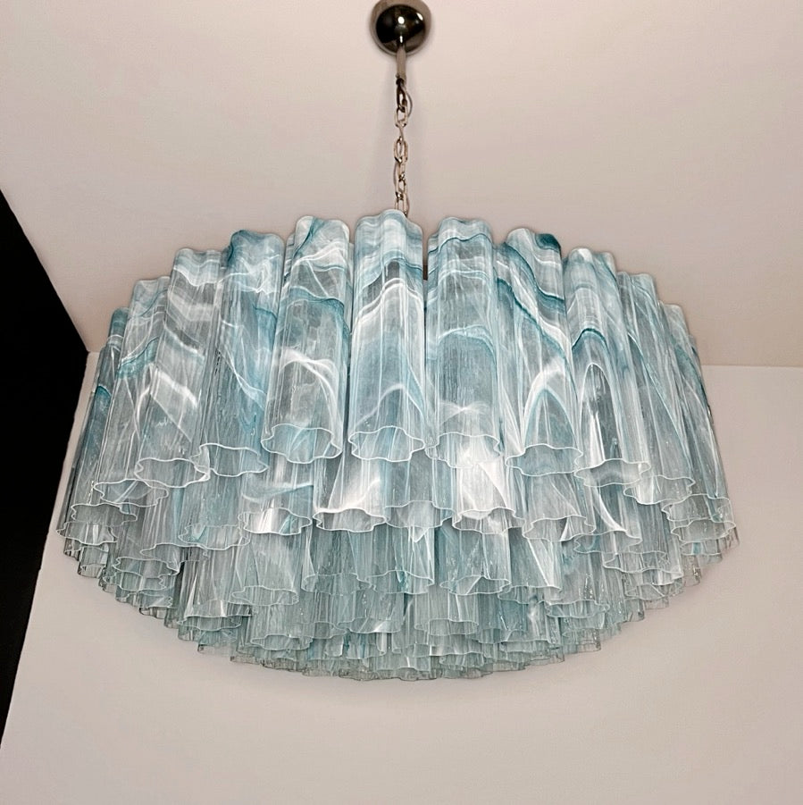 Murano Lysekrone – 101 Blå Alabaster Glassrør – Murano Classics