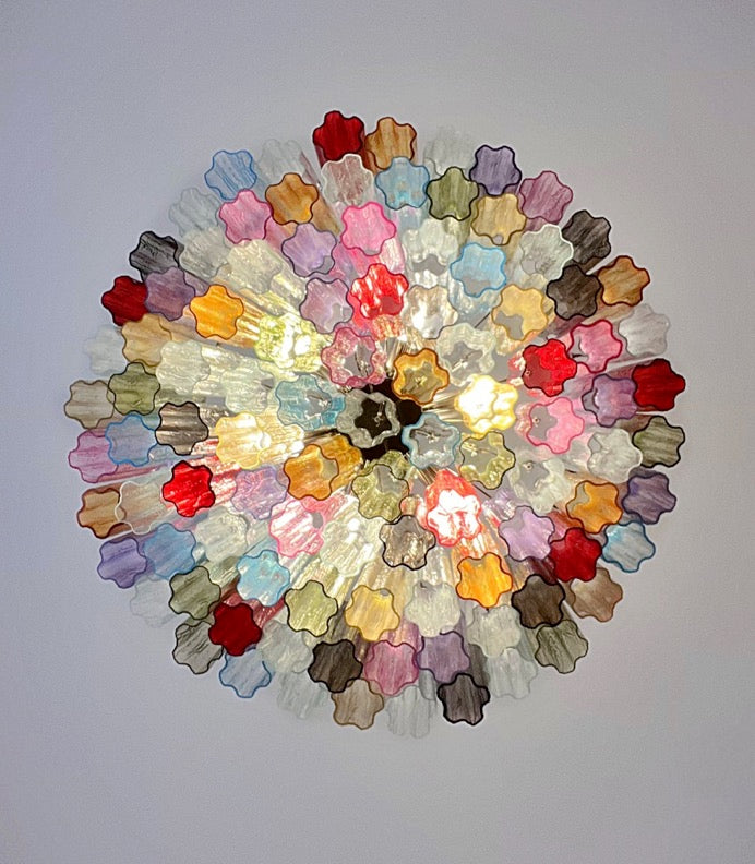 Murano Lysekrone – 101 Multifarget Glassrør – detalj 1 – Murano Classics