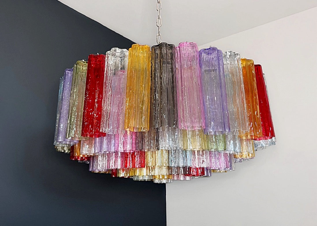 Murano Lysekrone – 101 Multifarget Glassrør – detalj 9 – Murano Classics