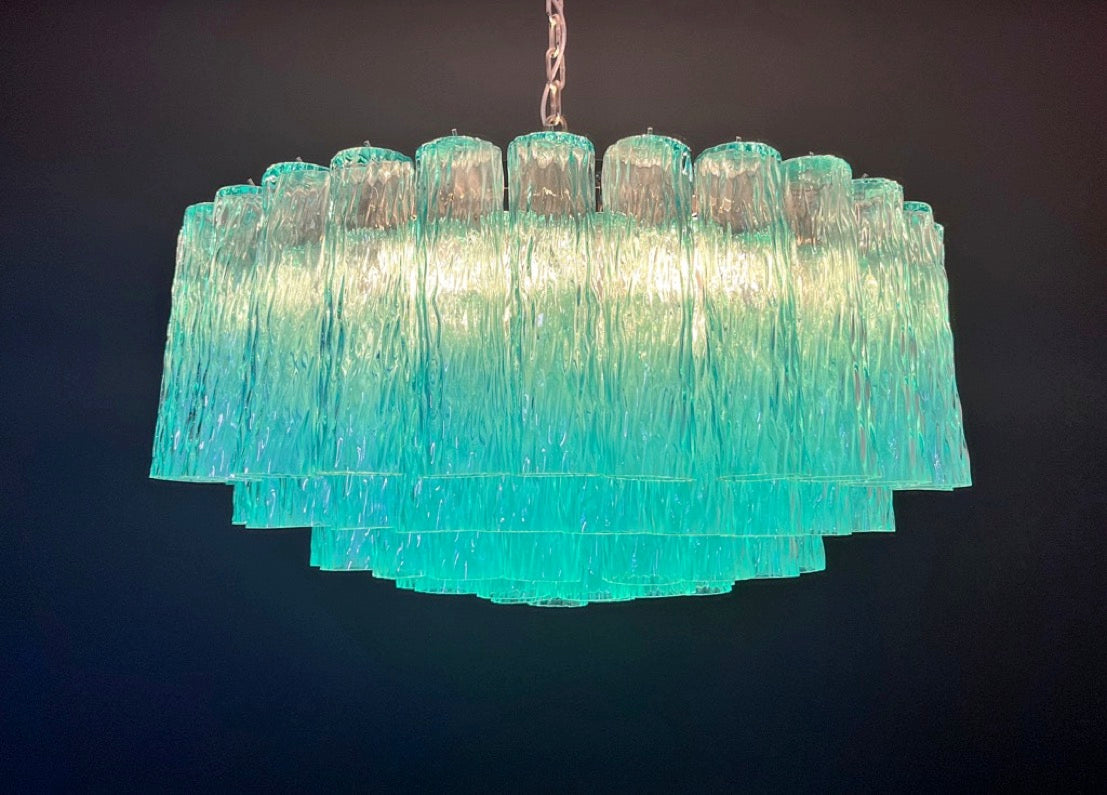 Murano Lysekrone – 101 Turkise Glassrør – detalj 8 – Murano Classics
