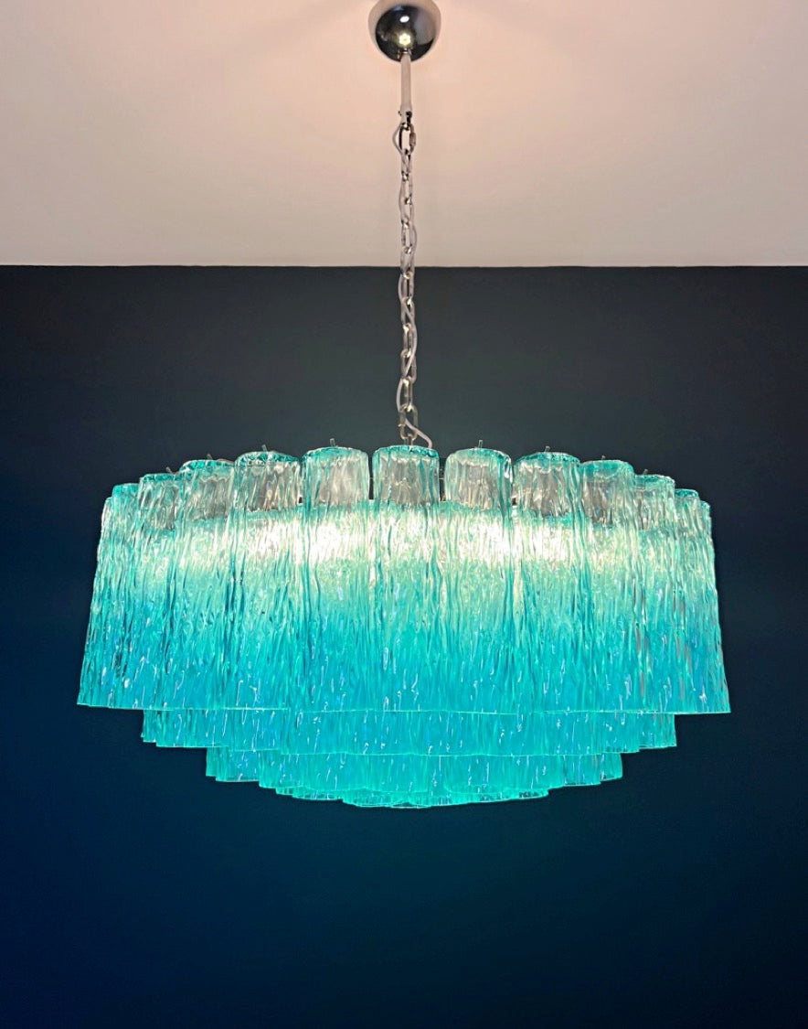 Murano Lysekrone – 101 Turkise Glassrør – Murano Classics