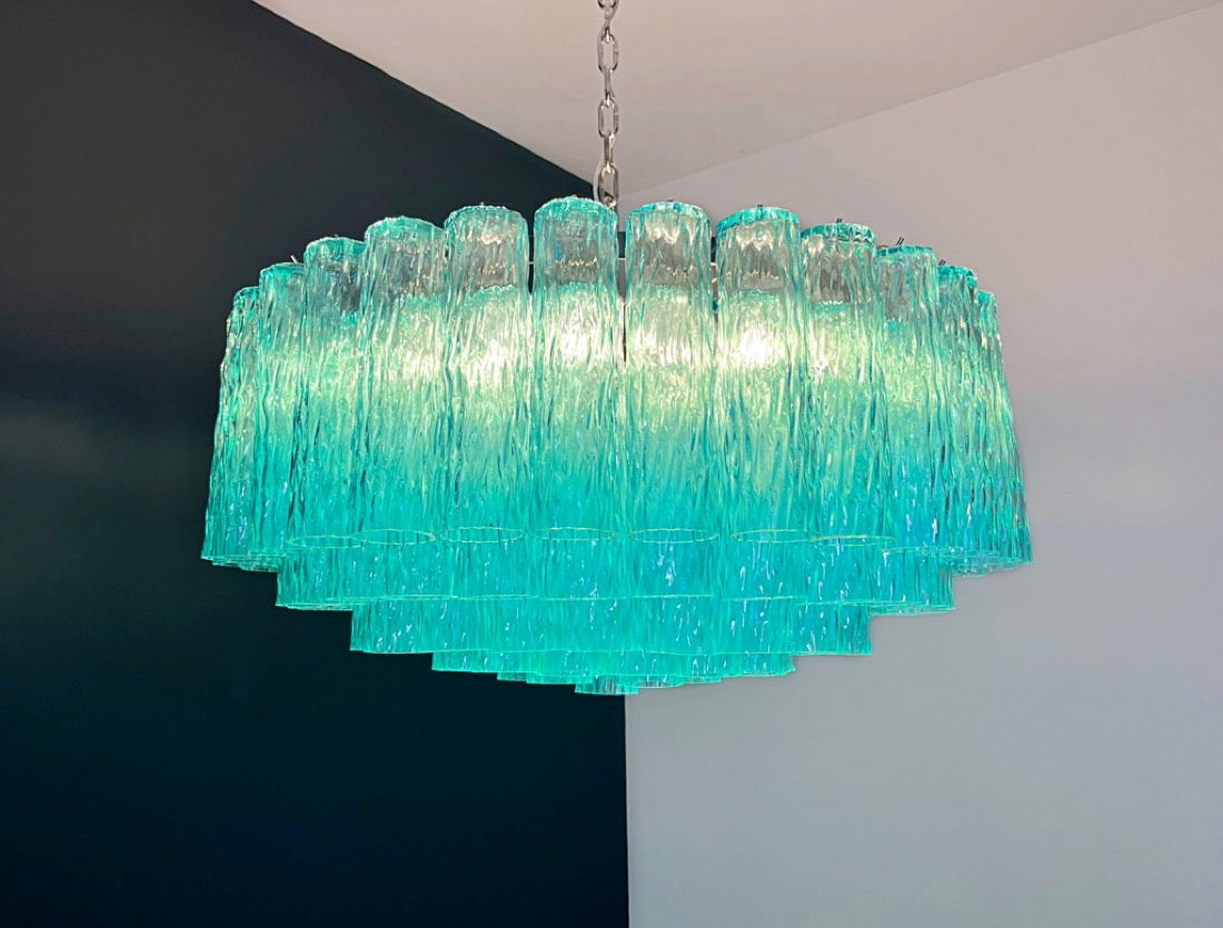 Murano Lysekrone – 101 Turkise Glassrør – detalj 5 – Murano Classics