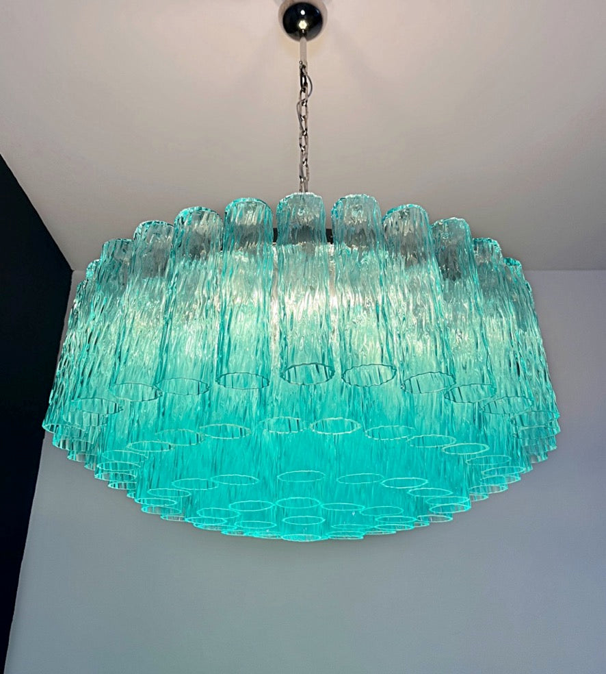 Murano Lysekrone – 101 Turkise Glassrør – detalj 4 – Murano Classics