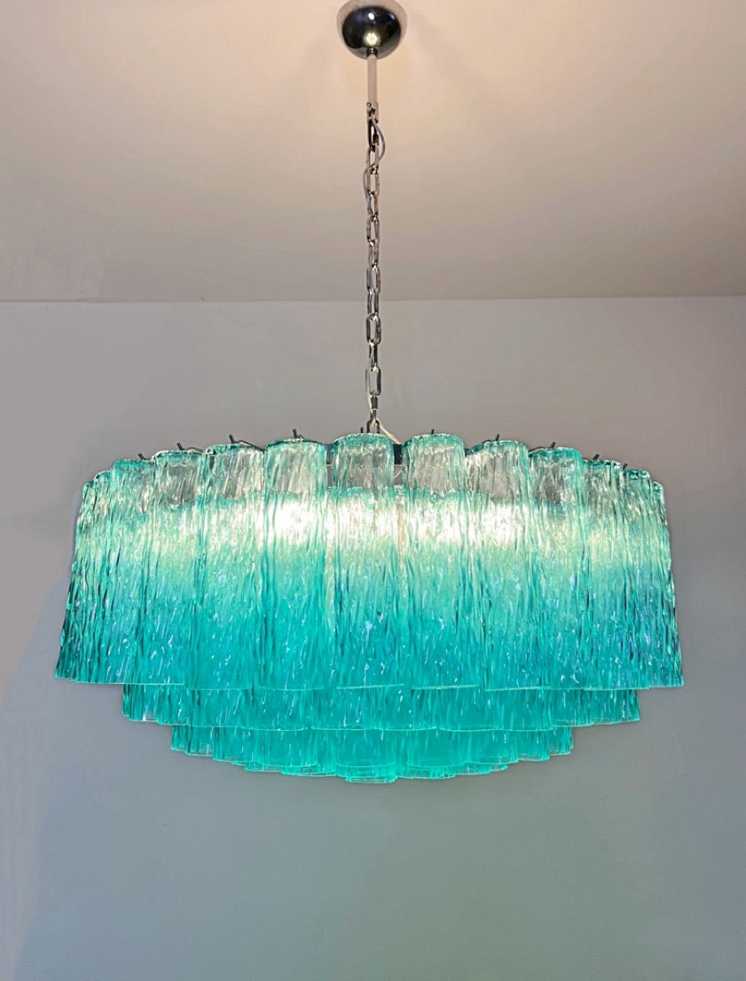 Murano Lysekrone – 101 Turkise Glassrør – detalj 2 – Murano Classics