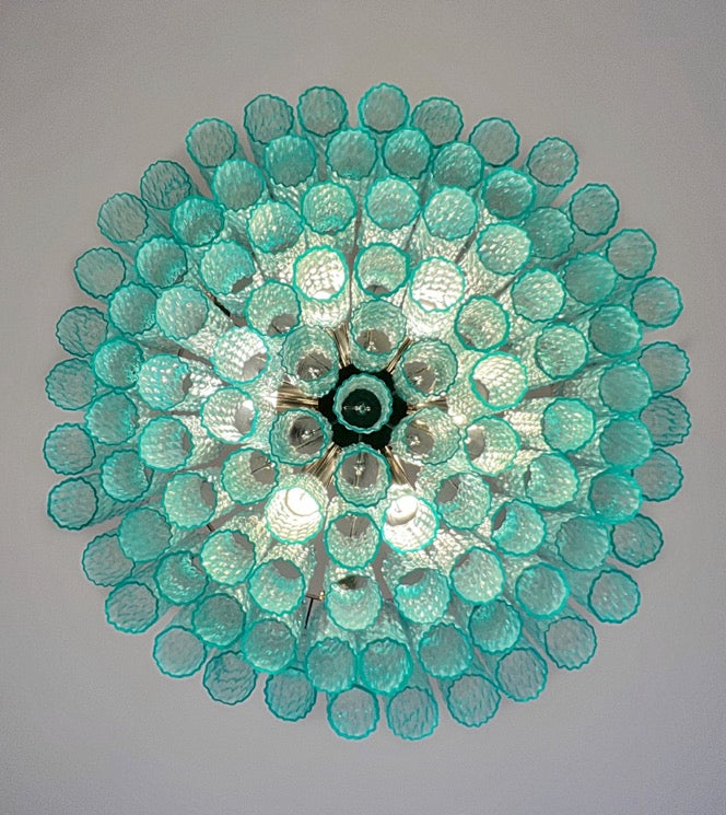Murano Lysekrone – 101 Turkise Glassrør – detalj 1 – Murano Classics