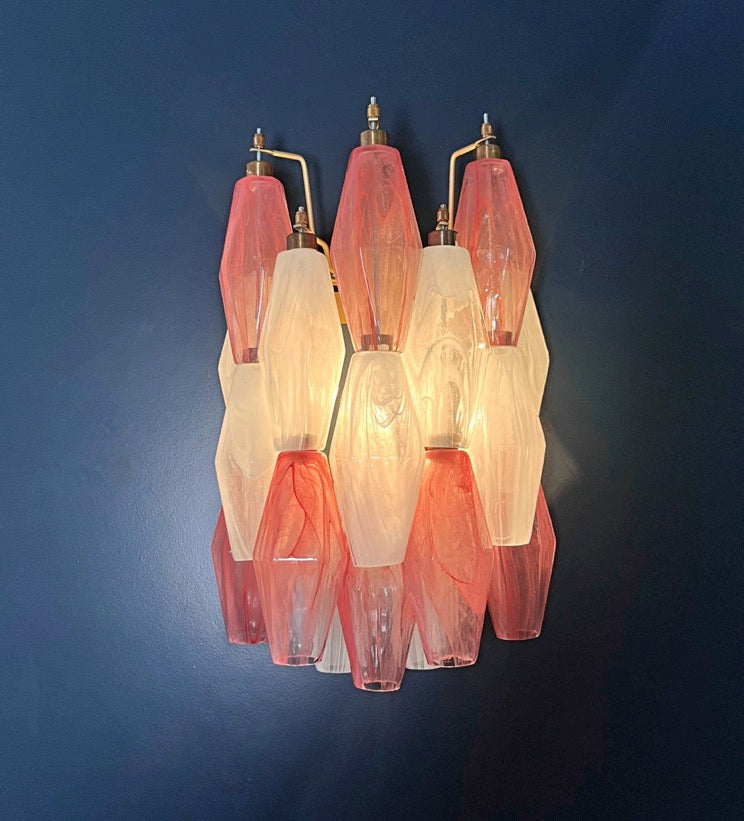 Murano Lysekrone – 17 Rosa Hvite Alabaster Poliedriglass – detalj 5 – Murano Classics