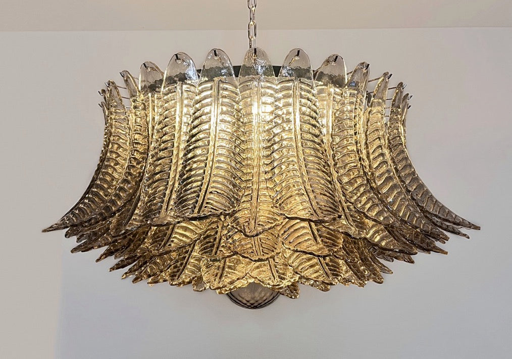 Murano Lysekrone | 100 Røykfargede Rosa Felciglass