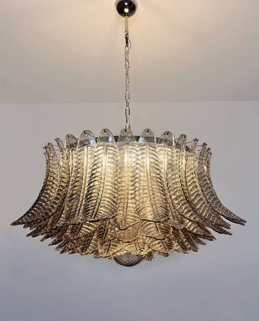 Murano Lysekrone | 100 Røykfargede Rosa Felciglass