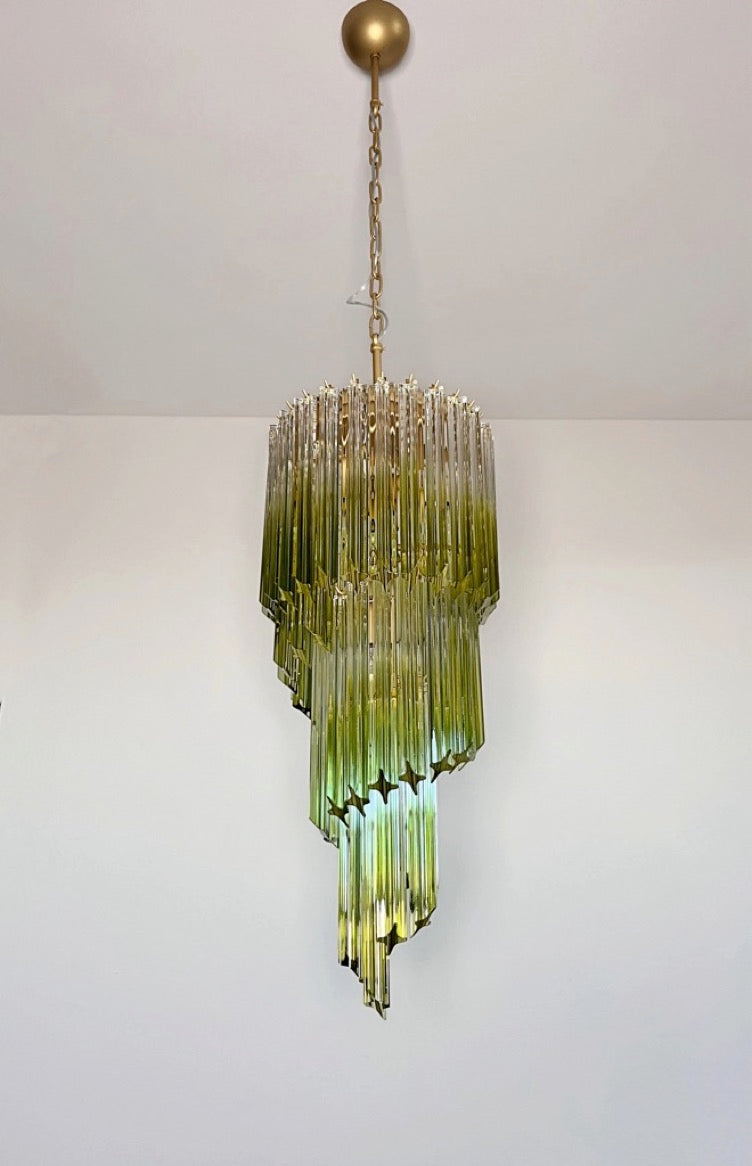 Murano Lysekrone – 54 Klare Grønne Prismeglass – detalj 7 – Murano Classics