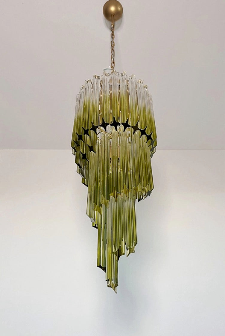 Murano Lysekrone – 54 Klare Grønne Prismeglass – detalj 6 – Murano Classics