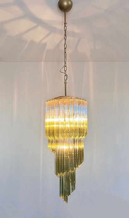 Murano Lysekrone | 54 Klare Grønne Prismeglass