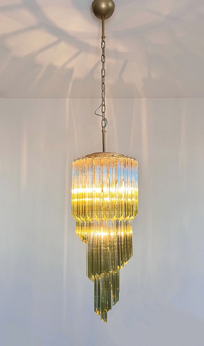 Murano Lysekrone – 54 Klare Grønne Prismeglass – detalj 5 – Murano Classics